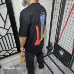 Siyah İki İplik Baskılı T-Shirt