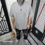 Gri İki İplik Baskılı T-Shirt