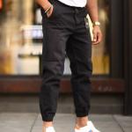 Siyah Lastik Paça Oversize Jean WK-101558