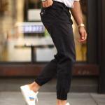 Siyah Lastik Paça Oversize Jean WK-101558