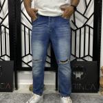 Koyu Mavi Dizi Yırtık Boyfriend Kalıp Kot Pantolon W.K-100703