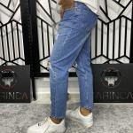 Açık Mavi Bol Yırtmaçlı Boyfriend Kalıp Kot Pantolon W.K-100696