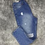 Açık Mavi Bol Yırtmaçlı Boyfriend Kalıp Kot Pantolon W.K-100696